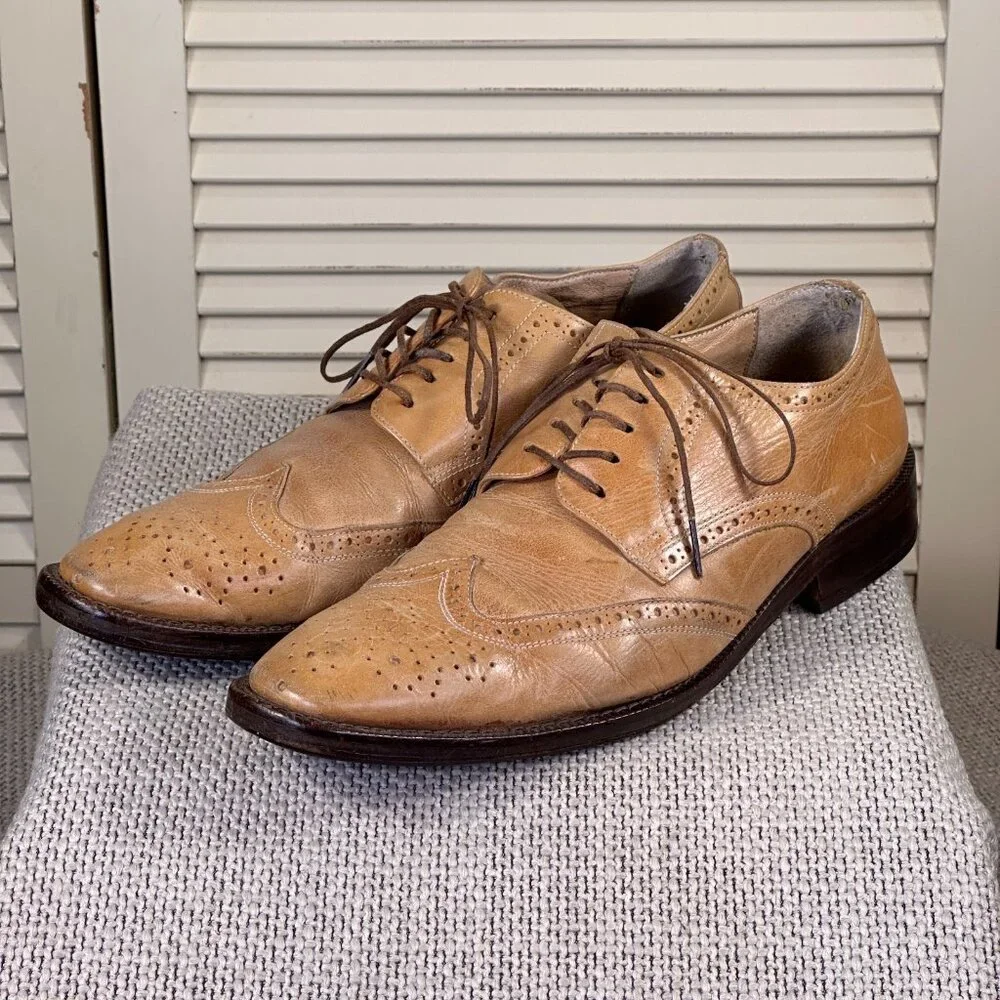 Bronx brand Italy Made Brogues Oxfords Round Point Toe Mens Dress Shoes Size 9.5